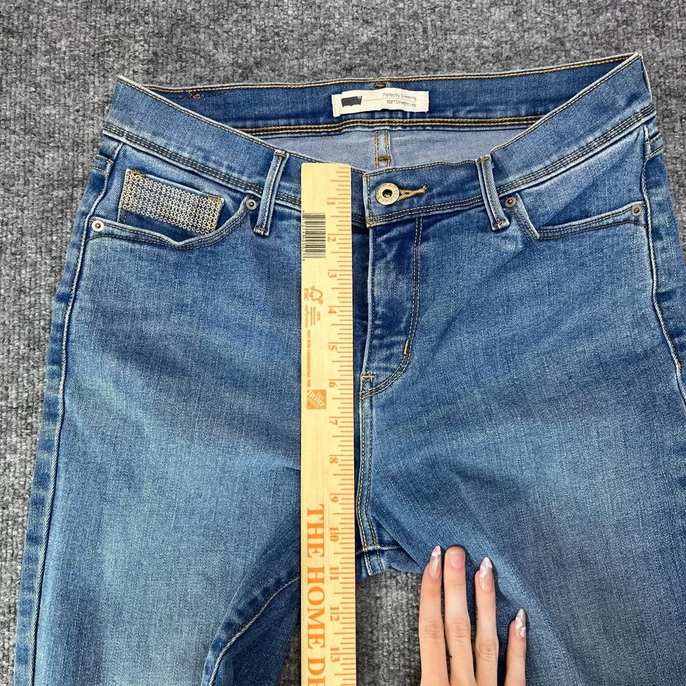 Levi's 512 Perfectly Slimming Straight Leg Jeans Mens Blue Denim Zip Fly - 30X27